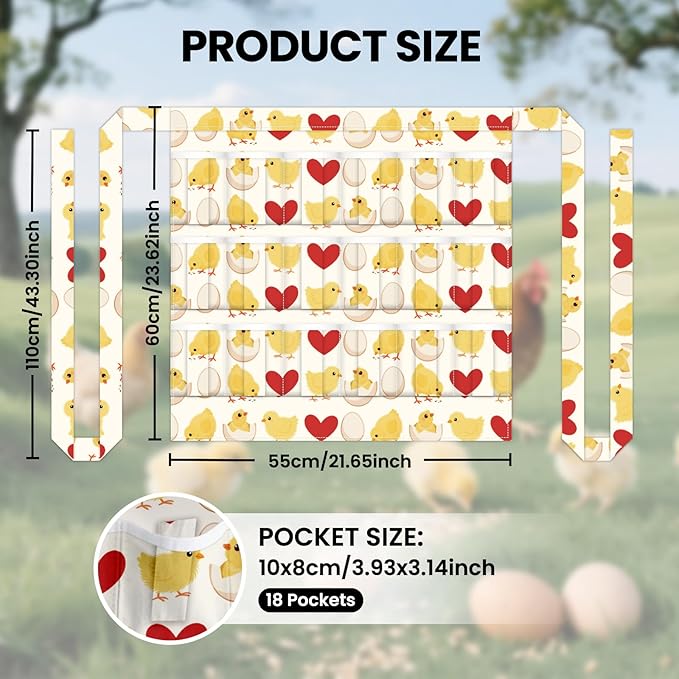CUTHOLLOW Egg Collecting Apron for Adlut, Housewife, 18 Deep Pockets Hen Egg Gathering Holding Apron with Elastic Closures