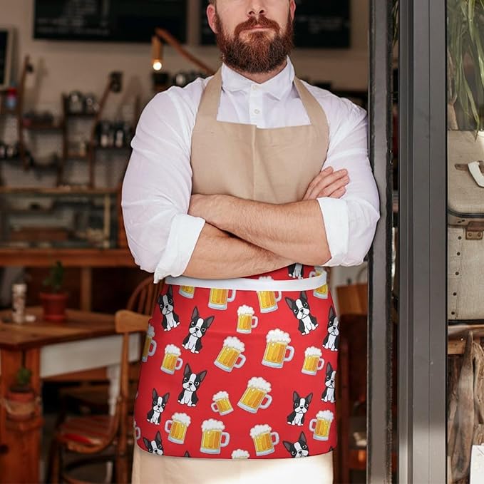 Half Apron with 3 Pockets Chef Cooking Kitchen Restaurant Aprons for Women Men