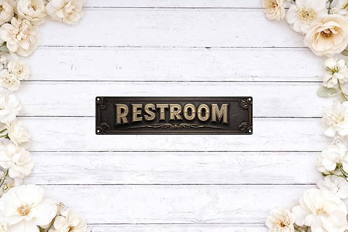 Vintage Tin Restroom Sign Retro Metal Sign Suitable For Home Street Shop Bar Restroom - Multi-Purpose For Indoor/Outdoor Use Plaque 4x16 Inch