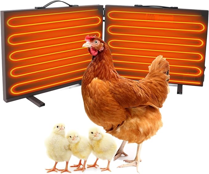 Foldable Chicken Coop Heater, 150W Chicken Coop Heater Coffee Color, Temperature Adjustable Power Failure Prevention with Timer Digital Display Chicken Coop Warmer for Outdoor (L)