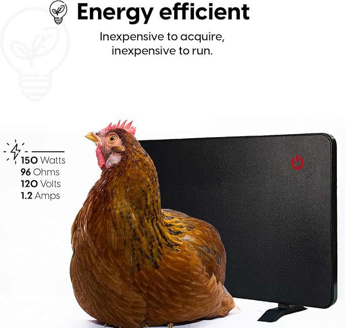 Econohome Safe Chicken Coop Heater, Safer Than Brooder Lamps, Gently Warm, 150 Watts, ETL Compliant for Safety - Also for Pets and Under Desk
