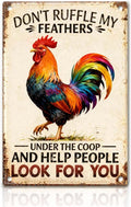 Funny Chicken Metal Decor Signs Rooster Decor Tin Sign for Farm Kitchen Garden Home, Chicken Gifts for Chicken Lovers, Chicken Coop Signs, Chicken Decor, 12x8 Inch