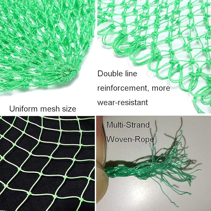 Fishing Net Replacement Netting Fishing Landing Net Replacement Net for Freshwater Saltwater Fishing Green 6 Sizes