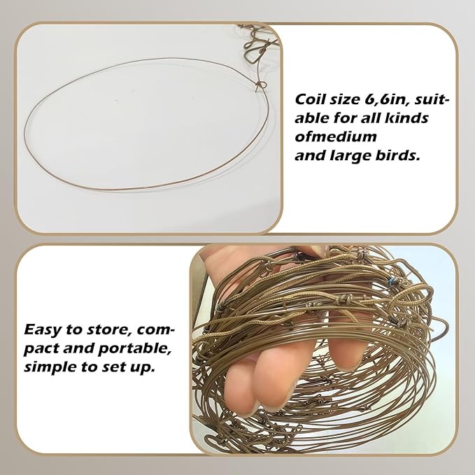 Rope Trap Bird Catcher, a Trap - Type Humane cage for catching Live Birds, 50 Coil traps5.5inch, 240 inches, Highly efficient and Reusable, Suitable for Various Small and Medium - Sized Bird Species