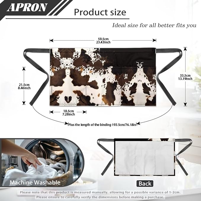 Waist Apron with 3 Pockets Waterproof 13 Inch Short Half Waist Aprons Women Men Server Aprons Waitress Waiter Apron