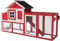 Chicken Coop for Outdoor, Mobile Poultry Cage with Wheels, Nesting Box, Weatherproof Roof and Leakproof Pull-on Tray for 4-6 Chickens, 78.7" L x 21.5" W x 43.7" H (Red)