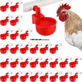 LemonRoad 30 Set Automatic Chicken Waterer Cups with 1/2" PVC Tee Fitting Chicken Drinking Bowl, Poultry Drinker Mounting Hole Opener,Water Dispenser Feeder for Duck, Goose, Turkey, Pigeon(Red)