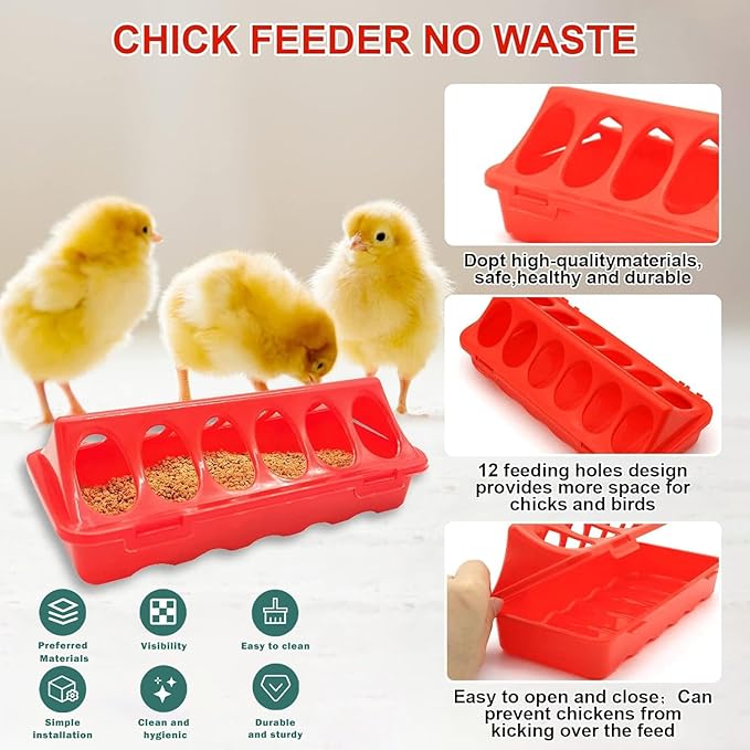 9pcs Chick Feeder and Waterer Kit, Baby Chick Starter Kit with Chick Perch for Small Poultry Ducks Quail