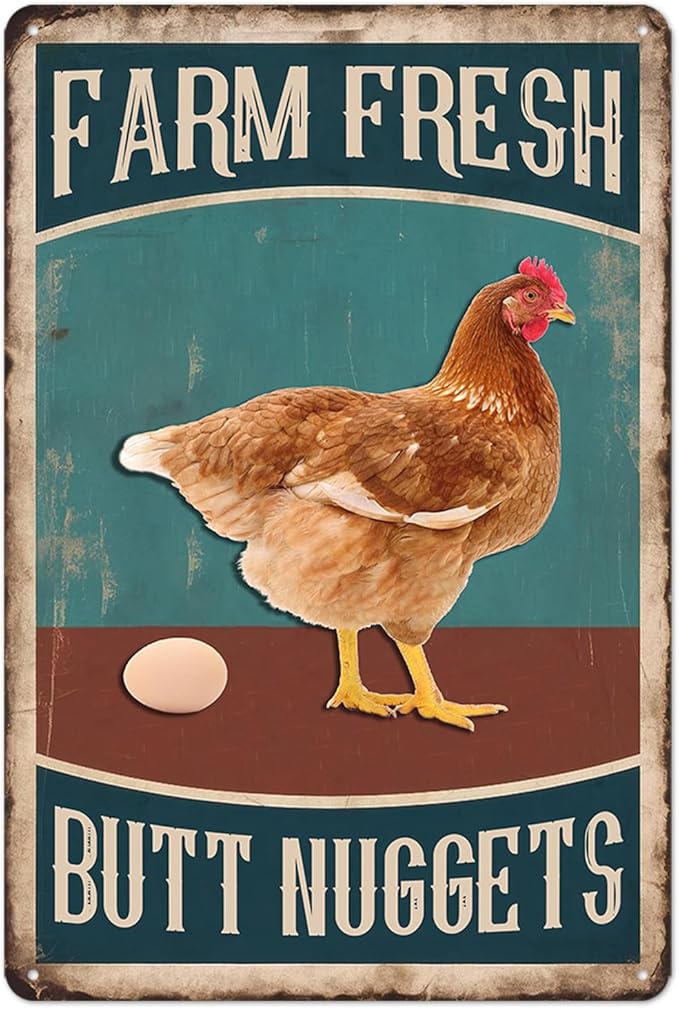 Chicken Coop Metal Signs for Outdoor, Funny Farm Tin Sign Vintage Decor Personalized Chicken Accessories Garden Yard Art Gifts for Chicken Lovers 8x12 Inch
