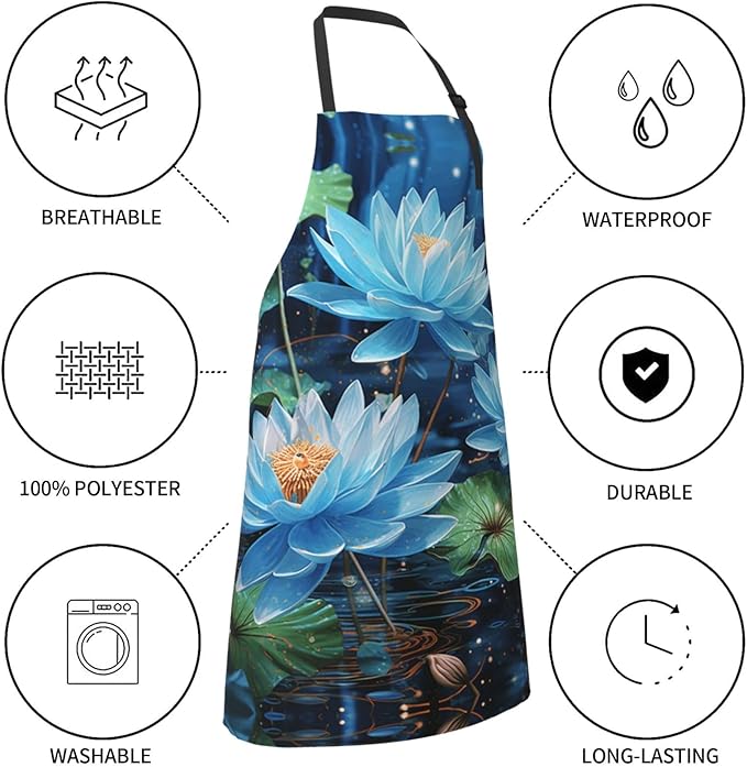 Kitchen Aprons for Men Women Waterproof Apron with 2 Pockets Skis on mountain Apron Adjustable Bib Aprons