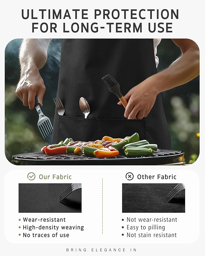 Syntus Adjustable Bib Apron with 2 Pockets Cooking Kitchen Aprons for Women Men Chef