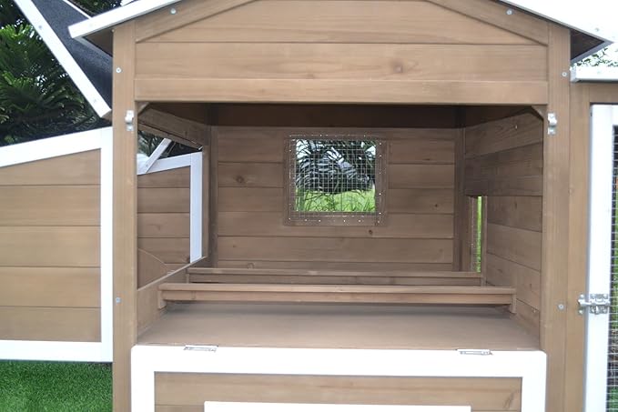 Large 87" Wood Chicken Coop Backyard Hen House 4-6 Chickens Nesting Box & Run