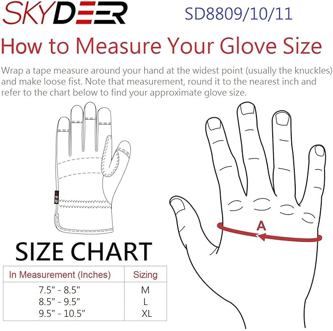 SKYDEER 3-Pairs Pack Durable Leather Work Gloves for Gardening and General Work (SD8809/M)