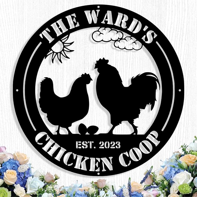 Custom Chicken Coop Metal Sign, Personalized Chicken Coop Sign for Outside, Custom Metal Hen House Farm Signs, Chickens Hen House Farmhouse Wall Art Decor