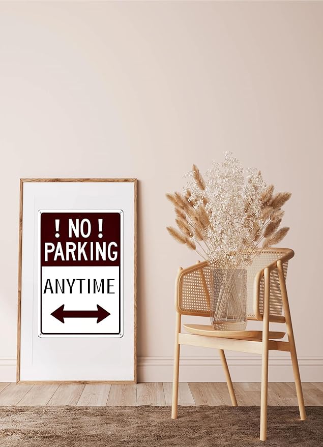 'No Parking' Sign with Arrow - 8x12 Inch Metal Sign - Rust, Water and Fade Resistant - Easy to Install for Outdoor or Indoor Use, Perfect for Driveways, Roads or Garages