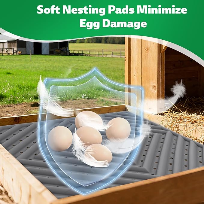 Chicken Nesting Pads for Chicken Coop, Washable Laying Pads for Nesting Box, Reusable Hen Nesting Box Pads for Coop Bedding, Soft Silicone Material, Easy to Clean, 12" x 12", Grey, 3 Pack
