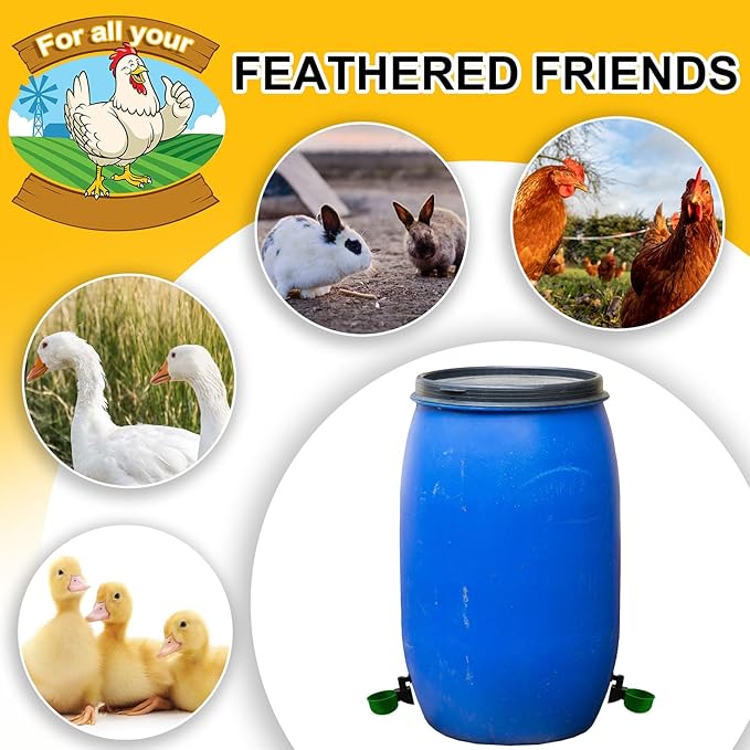 Tanlade 50 Packs Chicken Waterer Chicken Feeder, Automatic Waterer Kit for Poultry Duck Goose Turkey Bunny (Green)
