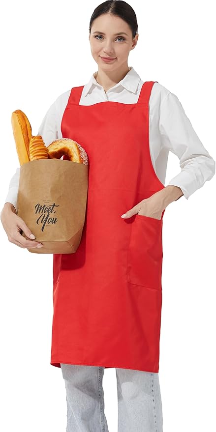 APRONNER Comfortable Water Repellent Cross Back Aprons for Women with Pockets for Cooking Kitchen Baking Adjustable Unisex