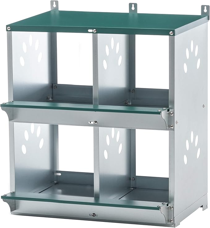 4 Compartment Chicken Nesting Boxes, Metal Nesting Boxes Wall Mount Chicken Egg Laying Box for Different Chicken Breeds (4 Holes)