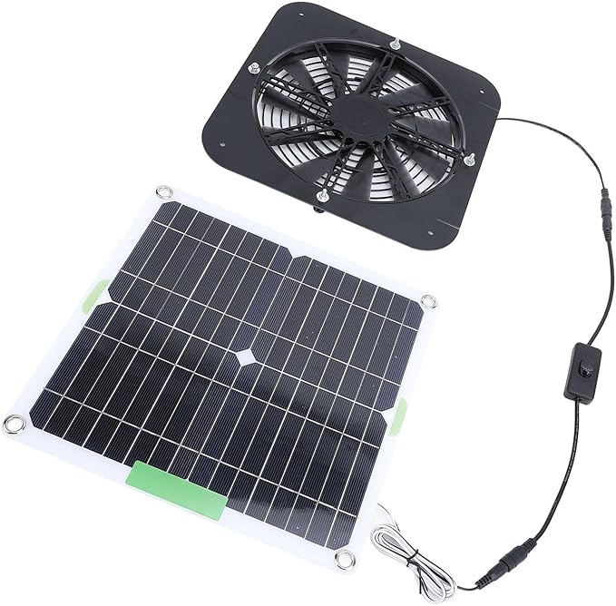 ZJchao 100W Solar Fan, 13.5inch Solar Fan for Chicken Coop, Solar Exhaust Fan with Cable Bracket for Greenhouse, Pet House, Chicken Coop, Tree House and RV