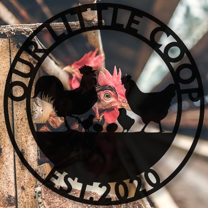 Custom Name Chicken Coop Metal Sign Personalized Hen House Plaque Rustic Farmyard Wall Art Backyard Poultry Hanging Decor Farmhouse Barn Unique Gifts for Farmers Homesteaders and Chicken Enthusiasts