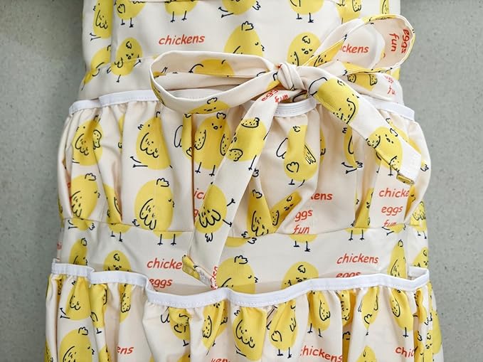 Full Egg Apron for Kid and Adult, Deep with Elastic Closure, Extra Pockets, Adjustable Strap, Egg Collect Gather Apron