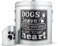 Silver Large Rustic Up to 50lb Pet Food Storage Container. Farmhouse and Rustic Look. Large Canister with Scoop. No More Plastic Containers