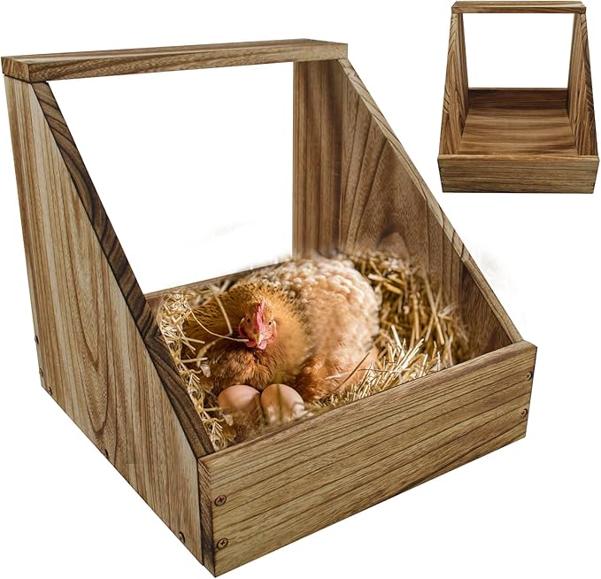 kathson Chicken Nesting Box,Wood Chickens Coop Nesting Boxes Single Compartment Hen Nesting Box Big Duty Laying Nest Boxes for Hens Ducks and Poultry(1 Pcs,No Perch)