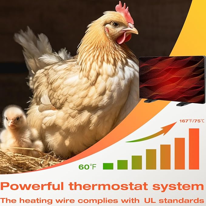 H&G lifestyles Chicken Coop Heater, Cozy Coop Heater for Winter, Radiant Heat Panel with Adjustable Temperature,Poultry Warmer for Indoor and Outdoor Use