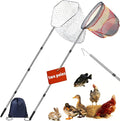 2 Pack Stainless Steel Adjustable Poultry Catching Net, 47" to 106" Adjustable Length, Heavy Duty Capture Net for Chickens Ducks Geese Birds & Fish, Includes 2 Nets & 2 Poles