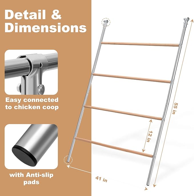 Chicken Perch for Coop, 41" W x 55" L, Chicken Roosting Bars, Toys Roost Ladder for Backyard Poultry, Funny Chicken Coop Accessories