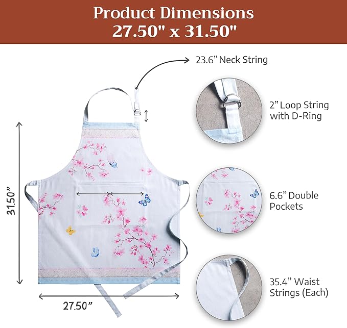 Maison d' Hermine 100% Cotton Apron for women with Pocket Kitchen Chef Apron for Men Cooking Easter Decorations