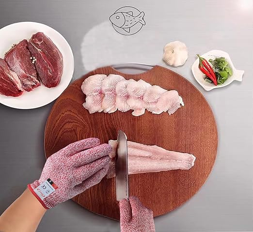Cut Resistant Gloves, 1 Pair, Small, Red, Food Grade, Cut Proof, Breathable, Textured Grip, Ideal for Kitchen, Oyster Shucking, Fish Filleting, Wood Carving, Gardening