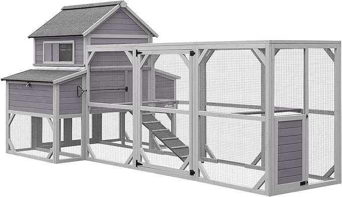 Aivituvin Chicken Coop Extra Large Chicken House 55ft² for 10-15 Chickens Outdoor Wooden Hen House Poultry Cage with 6 Nesting Boxes, 6 Perches, Large Run 137" L