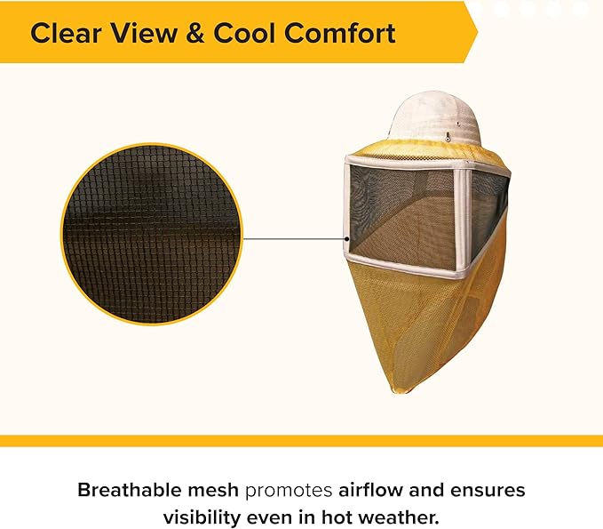 Mann Lake Stingless Binding Round Veil with Elastic Closure, Fine Mesh Beekeeping Head Cover for Hot Summer Weather, Breathable Veil for Bee Suit Protection, Comfort Fit for Farm and Backyard Work