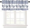 Farm Rooster Valance Curtains Rustic Retro Farmhouse Animals Blue White Buffalo Plaid Rod Pocket Curtain Valance for Kitchen Bedroom Living Room Decor 1 Panel W54xL18 Inch