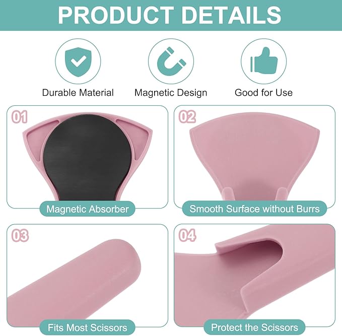 uxcell Magnetic Scissor Holder, 7.48" x 3.46" Plastic Scissors Cover Durable Waterproof Protector Portable with Long Magnetic Absorber for Kitchen Shears, Pink