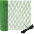 vensovo Plastic Wire Mesh Fence 16IN x 10FT Roll - Green Chicken Wire Fencing for Poultry, Gardening Barrier, Balcony Guard for Cats and Dogs, Floral Craft Mesh with 20 Zip Ties
