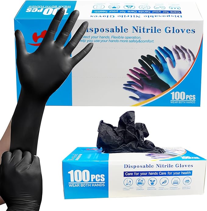 GEEKHOM Disposable Nitrile Gloves 100 Pcs: with 2 Cotton Liners, Food Grade Heat Resistant for BBQ Smoker & Cooking