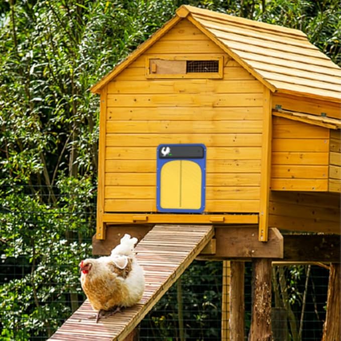 Automatic Chicken Coop Door Opener,Auto Chicken House Door with Light Sensor,Battery Powered Chicken Door for Small Poultry,Waterproof Electric Chicken Gate Opener for Safe Chicken Rearing (Red)