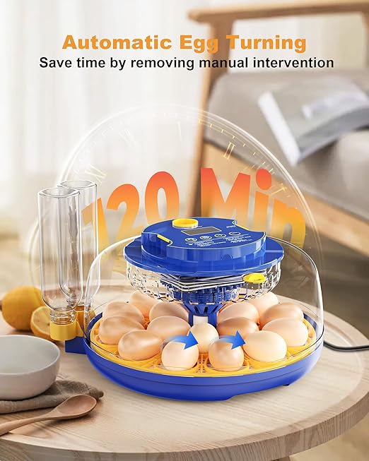 18 Chicken Egg Incubators for Hatching Eggs: Egg Incubator with Automatic Egg Turning and Humidity Control - Egg Candler - Temperature & Humidity Display - Used to Hatch Quail, Chicken, Duck and Goose