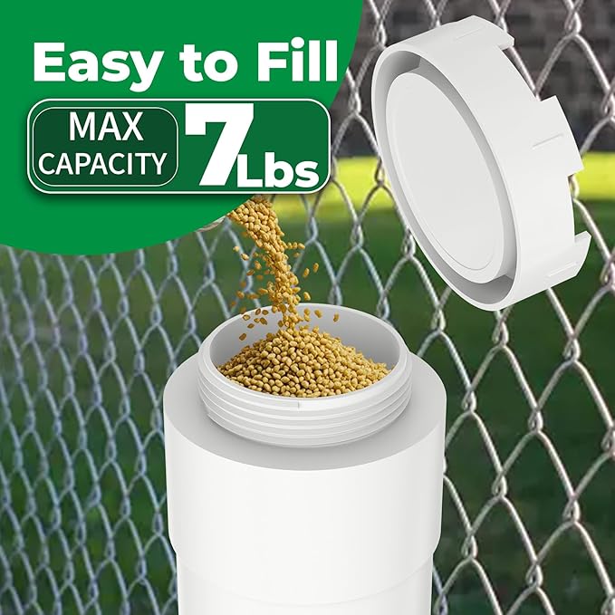 Forestchill Automatic Chicken Feeder with Adjustable Valves, Heavy Duty Plastic Pipe Chicken Coop Feeder of 7 Pounds Capacity, No Waste Hanging Chicken Feeders with 2 Lids