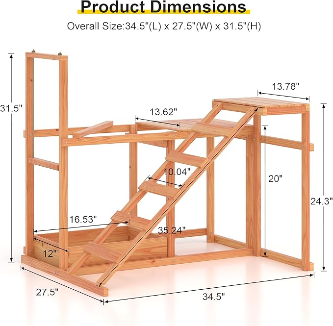 Chicken Coop, Chicken Perches with Swing Toy & Ladder & Platforms & Food Storage, Poultry Coop Cage Accessory Toy Outdoor for Entertainment Backyard Farm