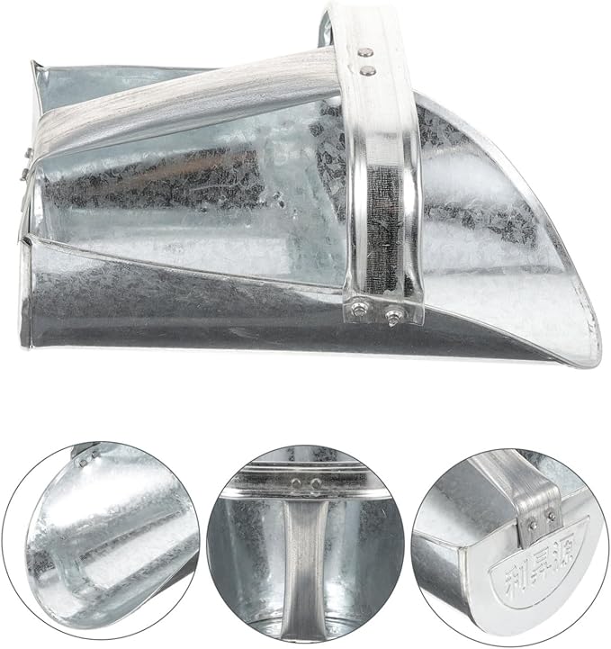 BESPORTBLE Large Stainless Steel Feeding Shovel for Livestock Sturdy Multi-use Feed Scoop Enclosed Handle for Farm Feeding and PET Fodder Distribution