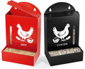 2 Pack Chicken Grit and Oyster Shell Feeder, Metal Oyster Shell Feeder with Visual Window and Lid, Hanging Gravity Chicken Grit Feeder, Chicken Coop Accessories for Healthier Hens and Eggs