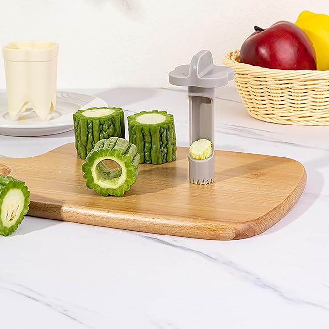 Pepper Seed Corer Remover - 2025 Upgraded 2-in-1 Bell Pepper Cutter & Deseeder: Effortlessly Streamline Your Kitchen Prep for Faster, More Efficient, & Hassle-Free Meal Prep (1, Beige)