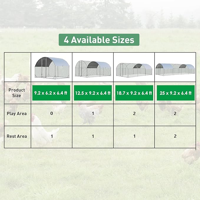 Giantex 25ft Metal Chicken Coop, Galvanized Walk-in Chicken Run with Waterproof Cover, Dome Shaped Poultry Cage Hen Run House Rabbits Habitat Cage for Backyard Farm Outdoor (25 x 9.2 ft, Dome)