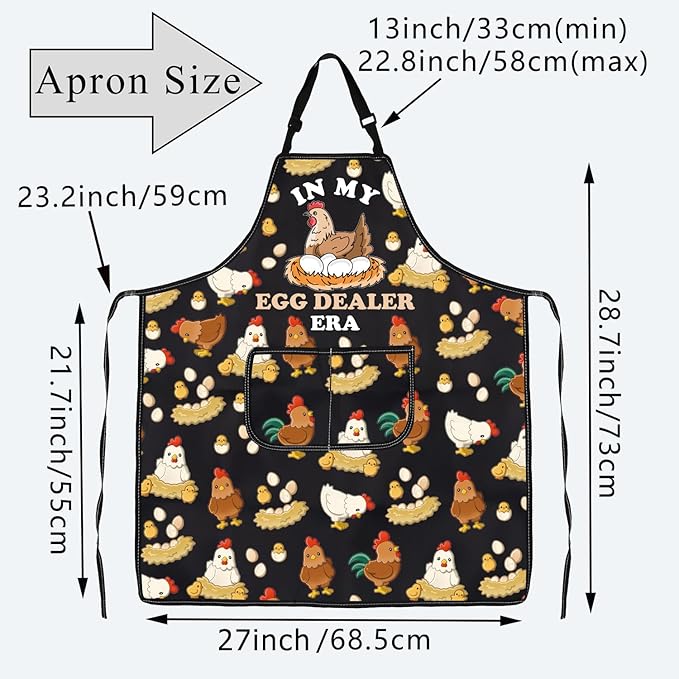 BDPWSS Chicken Apron In My Egg Dealer Era Egg Lover Gifts Cute Egg Gifts Cooking Kitchen Chef Baking BBQ Apron With Pockets