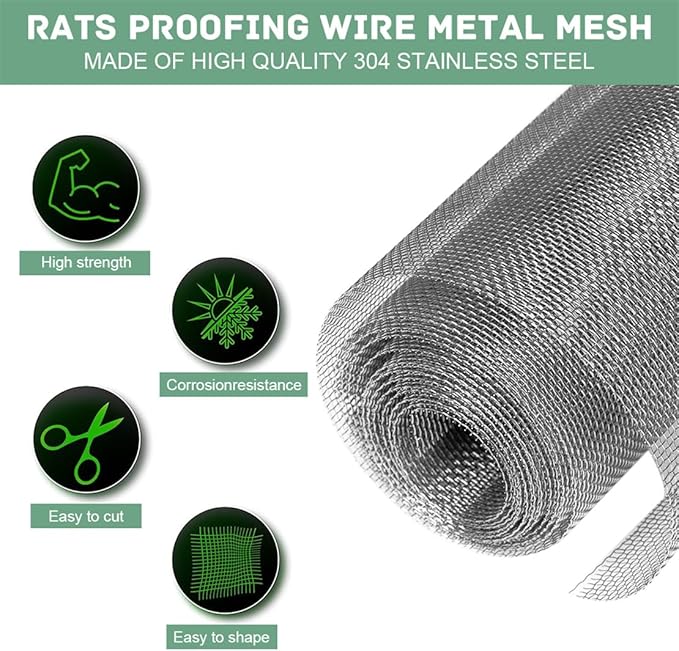Wire Mesh Roll 13in x 6.56ft Chicken Wire Fence Durable Stainless Steel Mesh Screen Easy to Cut for DIY Project Garden Vent Cover
