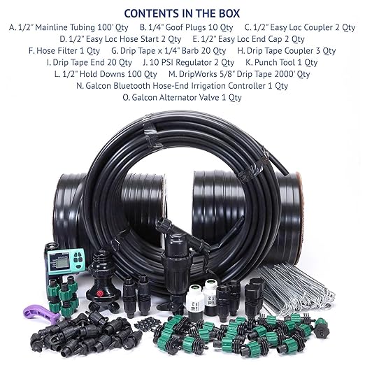 Dripworks Drip Tape Irrigation Kit for Watering Row Crops in Farms - Waters Upto 40 100' Rows (1/4 Acre) | Agricultural Grade Components | Trusted Brand Since 1991